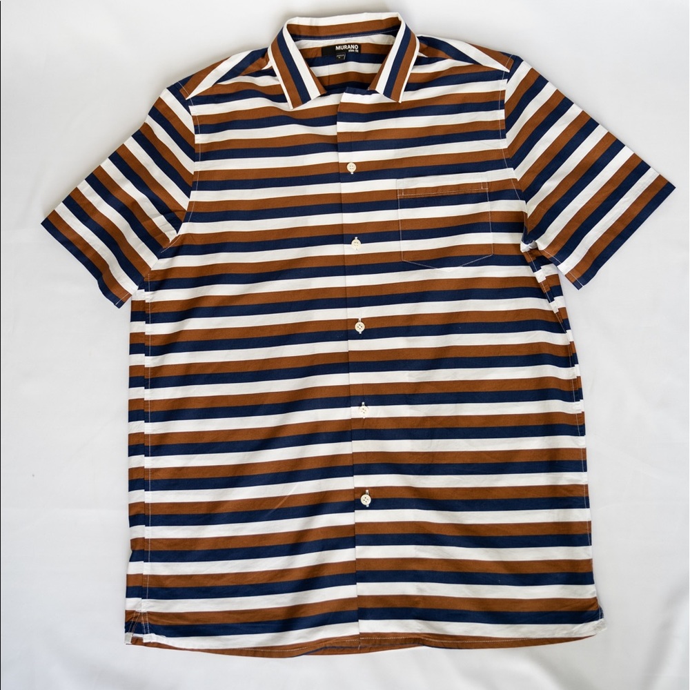 Stripped Pattern Collard Shirt - Slim Fit